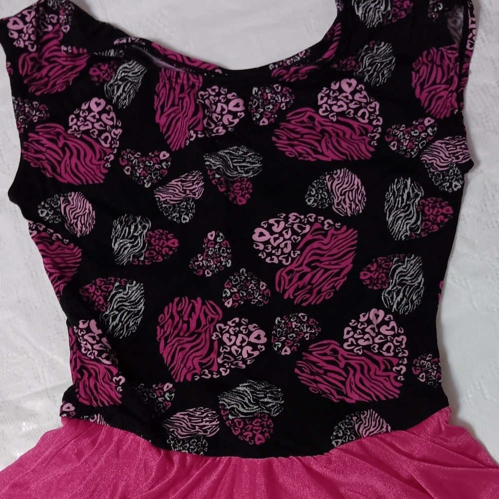 Jacques Moret Black and Pink Animal Print Leotard